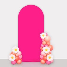 AIBIIN Hot Pink Arch Backdrop Cover 2.6x6ft Round Top 2-Sided Wedding Party-Mark