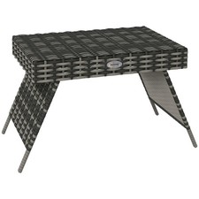Outsunny Foldable Outdoor Coffee Table, Steel Frame Rattan Side Table, Grey