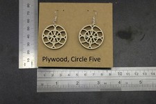 laser cut earrings pair plywood circle five