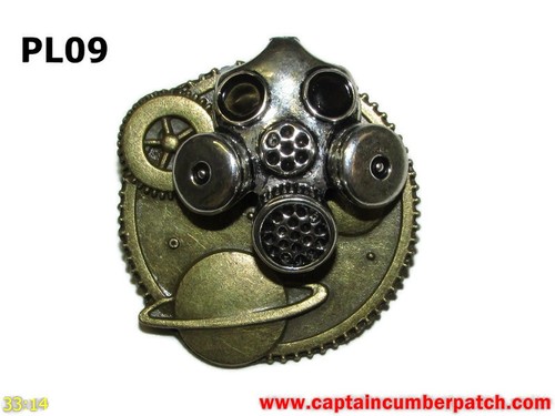 Steampunk badge brooch - , pin
