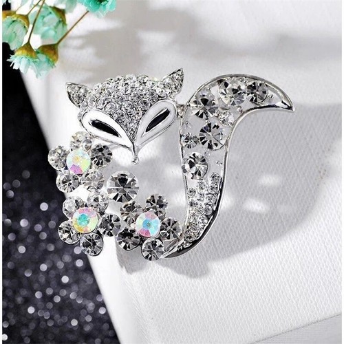 Fox crystal brooch - fox,