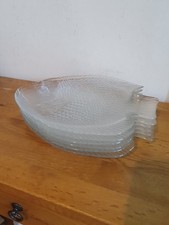 Set Of 6 Arcoroc Glass Fish Shaped Dinner Plates