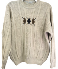 Aquascutum Jumper XXL/38inch chest long sleeves pattern beige/stone (EBSK3916)