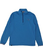 PUMA Mens Zip Neck Pullover Tracksuit Top Medium Blue Striped Polyester KF04