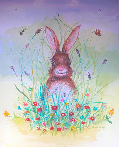 Canvas cute hare - cute, original