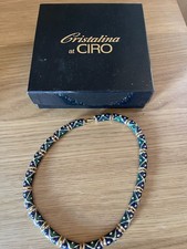 Cristalina at Ciro Necklace Original Box Vintage Blue & gold links 16” chocker