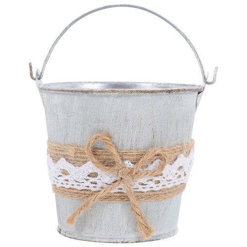 Iron flower bucket vintage - iron,