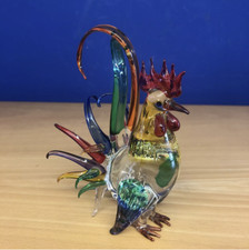 Vintage Murano Style Art Hand Blown Glass Rooster Figurine 5”