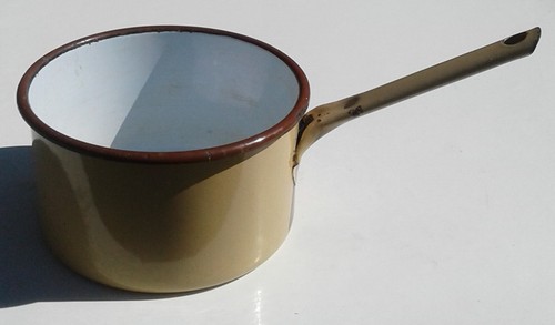 Vintage enamel milk pan small - milk,