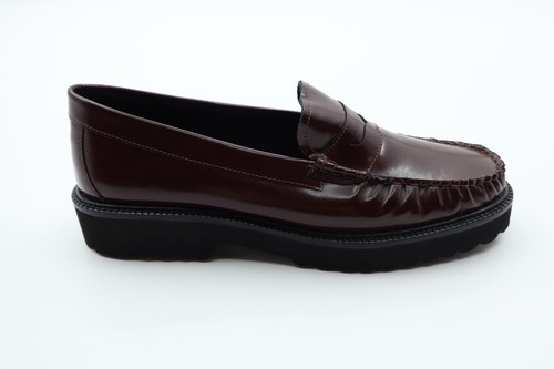 Burgundy leather penny - m&s,