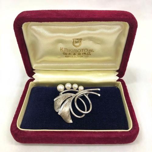 Mikimoto silver pearl leaf - pearl,