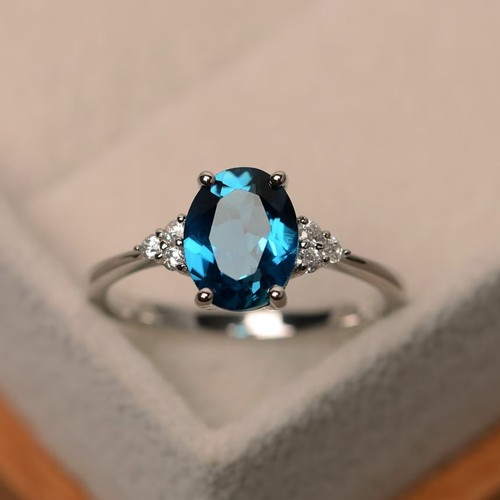 2ct oval blue topaz dainty - topaz, 925
