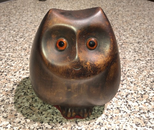 Vintage wooden owl money box - wooden,