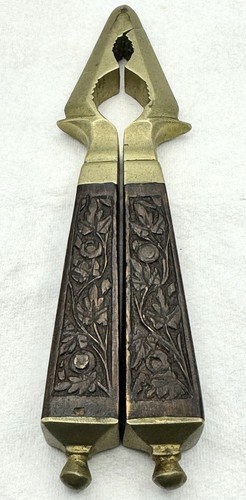 Vintage brass and carved wood - vintage,
