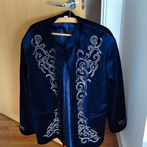 Men navy velvet embroidered - navy,