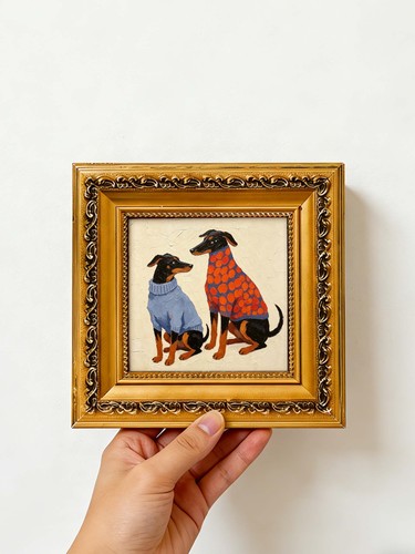 Dressed dogs art oil - dressed,