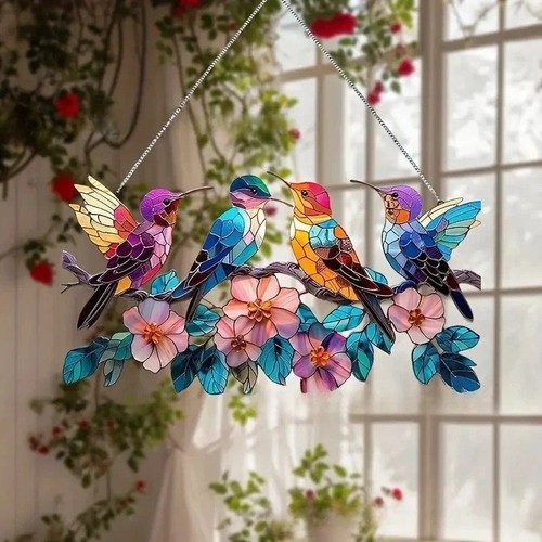 Hummingbird stained glass - stained,