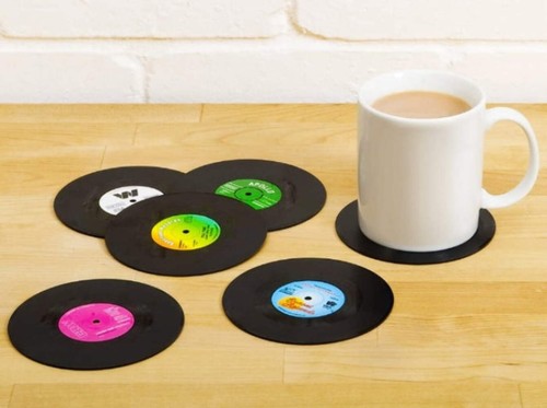 Retro vinyl records coasters - retro,