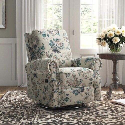 Teal print swivel rocker - teal,
