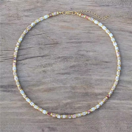 Natural stone jasper tube - natural,