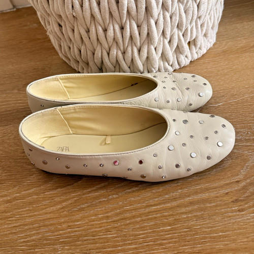Zara beige leather studded - beige,