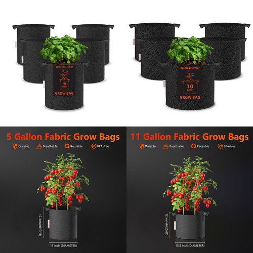 Spider farmer 5pcs grow bags - 5pcs,