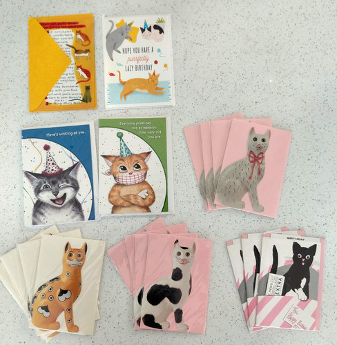 Lot cat wishing cards - of,
