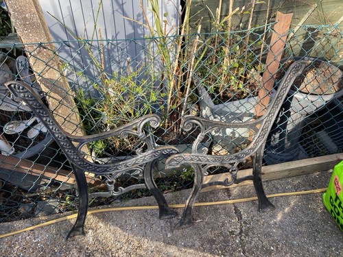 Antique cast iron bench ends - antique,