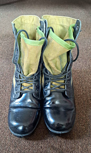 Black leather olive green - black, &