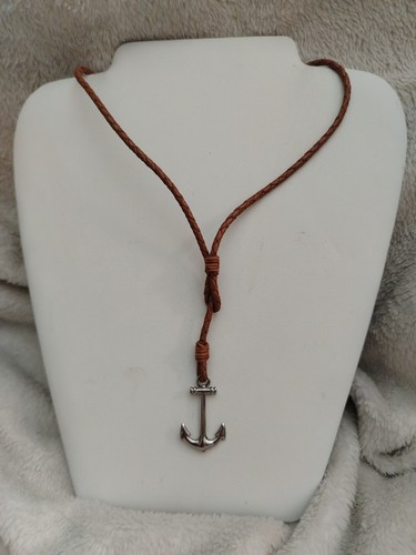 Unusual anchor cord necklace - cord,