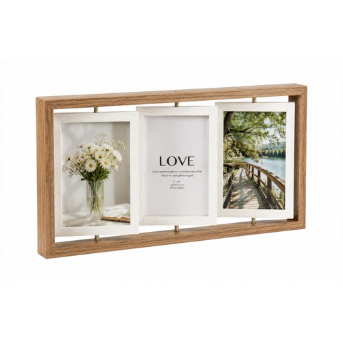 Trifold wood photo frame - wood,