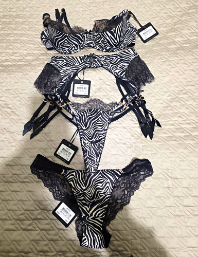 Zebra lace lingerie set - zebra,