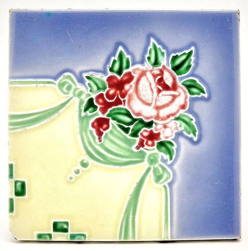 Majolica tile floral - floral, h