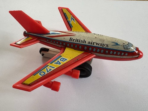 Vintage tin plastic toy - tin, plane