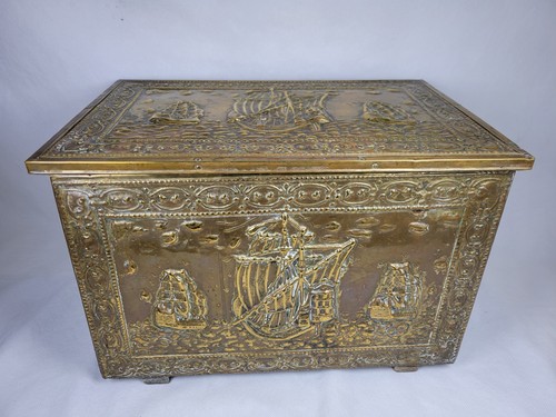 Brass fireside box storage - brass,