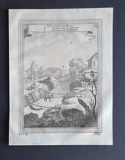 Antique 1756 print - Pont de Liane - Liana Rope Bridge - Peru