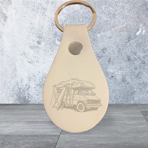 Leather keyring camper - keyring,
