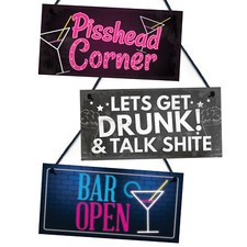 Set of 3 Bar Signs For Home Bar Pub Man Cave Novelty Bar Accessories Alcohol 
