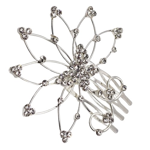 Silver crystal butterfly hair - butterfly,