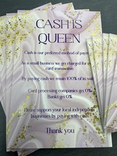 CASH PAYMENT SIGN FOR SALON SHOP CAFE BUSINESS - CASH IS QUEEN NOTICE A4 OR A5