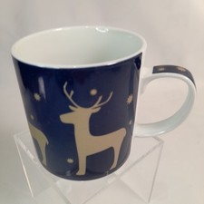 John Lewis Blue Reindeer Stag Deer Doe Night Stars Starry Mug Cup Tea Coffee  