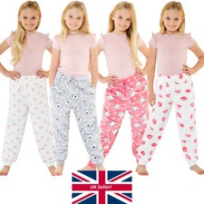 Girls Fleece Pyjama Bottoms Lounge Pants Warm Winter Heart Bunny Cozy n Dozy