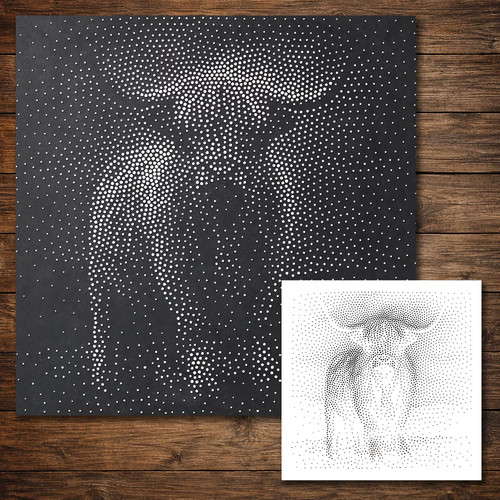 Highland cow stipple - cow,