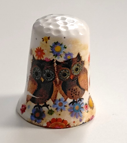 Owl floral design bone - &, ~bone