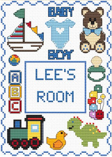 Baby Boy Birth Sampler Cross