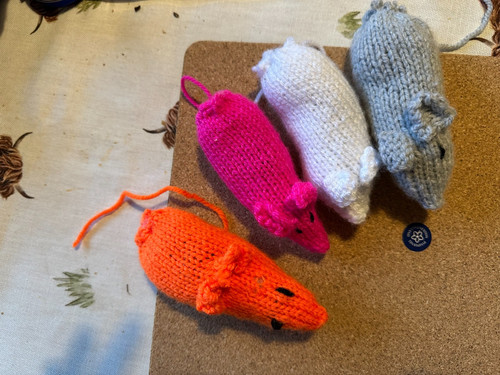 Knitted catnip mice various - catnip,