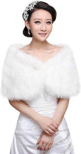 Women faux fur shawl - women, wrap
