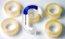 Adhesive Tape Sticky Sellotape 5x 20Mx18mm with Dispenser, Parcels, Craft. CLEAR