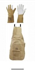Premium Leather *Apron & TIG GLOVES Set* - Welders Welding Carpenters Gardeners