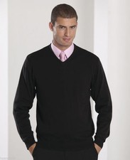 Plain V neck Mens Big Size Long sleeve Black Knitted jumpers  3XL, 4XL, 5XL